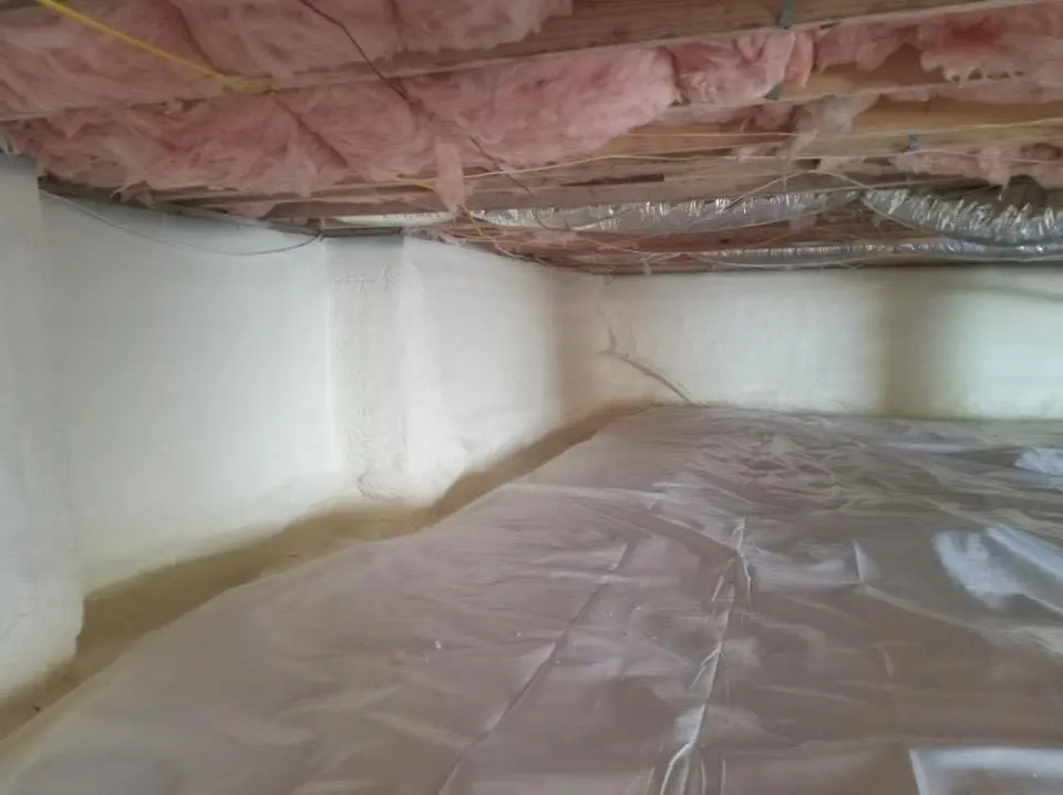 Crawl space encapsulation with closed-cell spray foam for Commercial Roof Restoration in South Monrovia Island